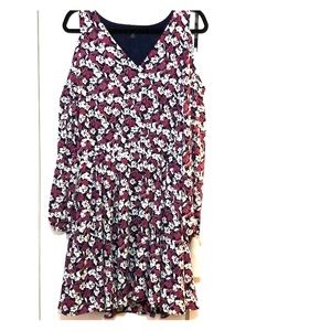 Floral cut-off sleeved dress